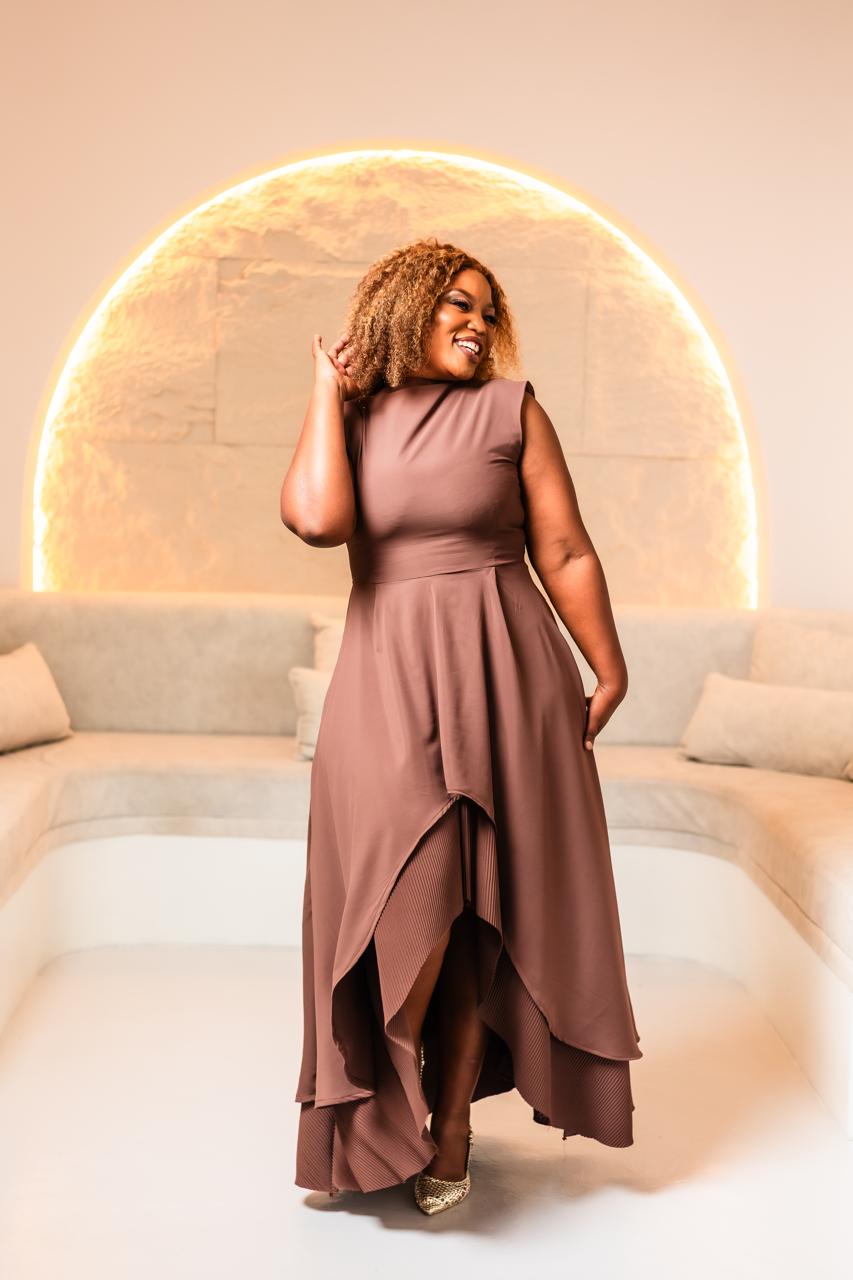 Elegant Drape Occasion Dress - Image 3