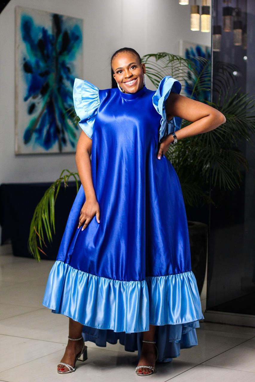 Royal Satin Statement Dress - Image 2