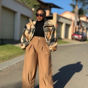 Camel Check Cropped Jacket